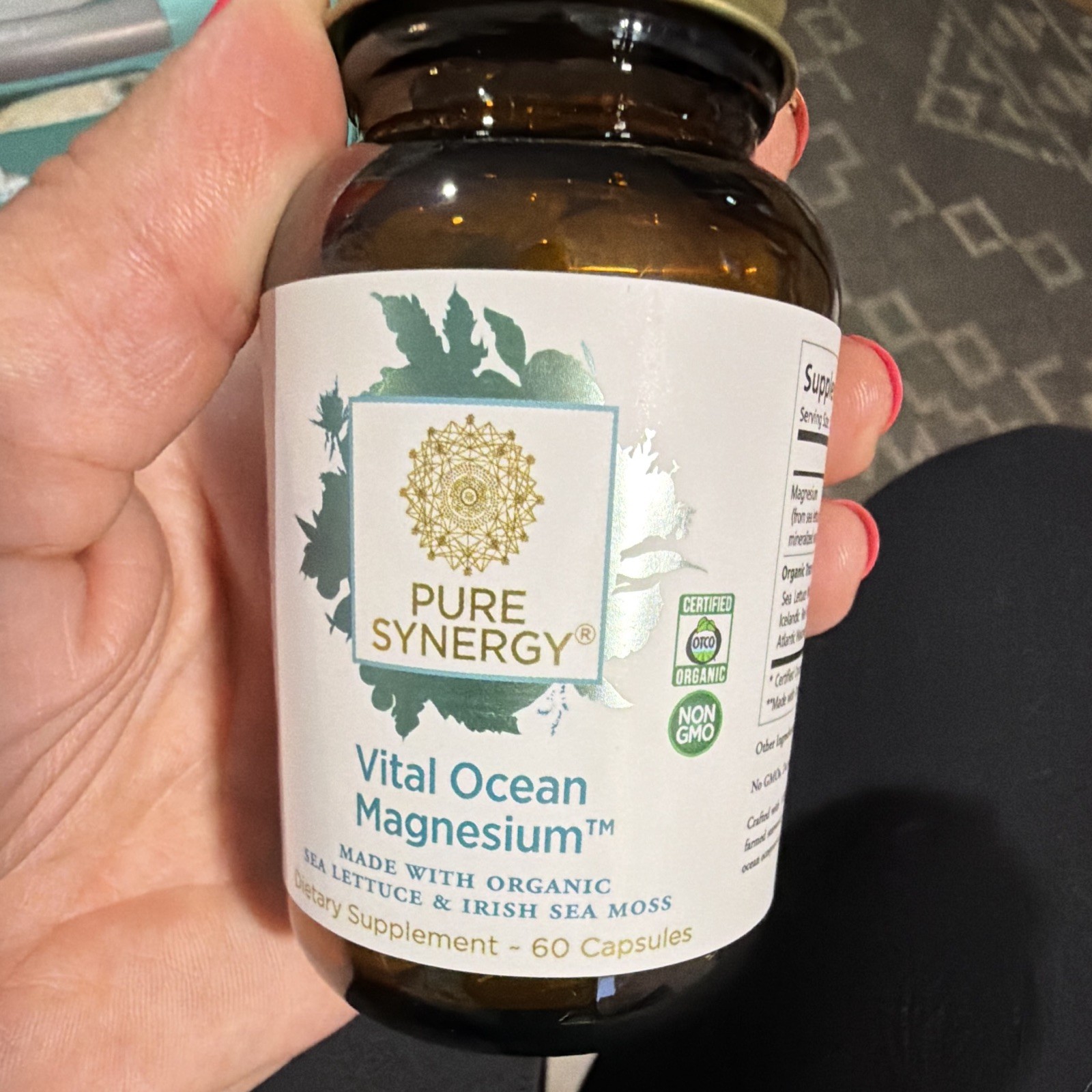 Pure Synergy Vital Ocean Magnesium 150mg 60 Capsules Organic Non-GMO Vegan