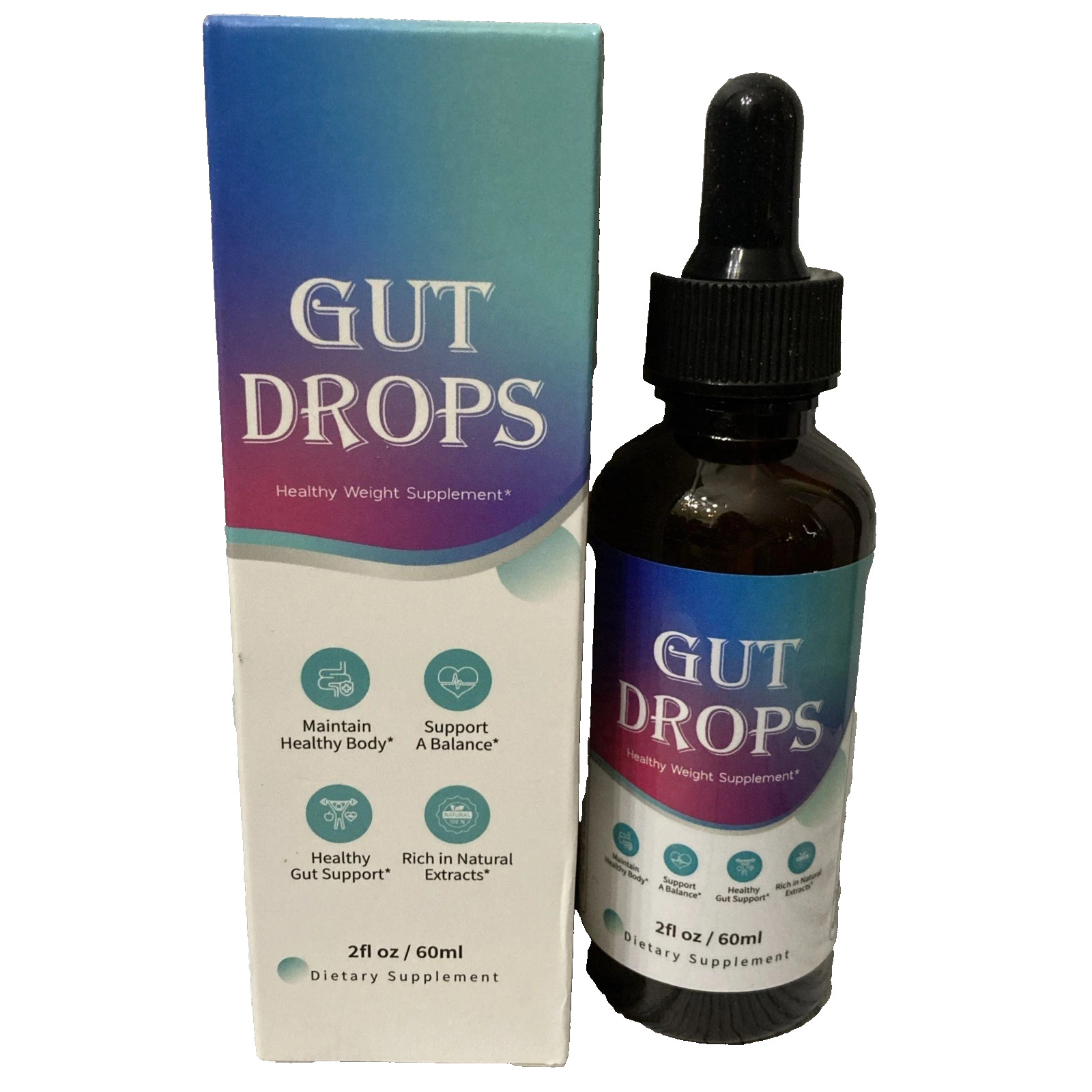 Gut Drops Advanced Weight Loss & Gut Health Support 60 Servings, 2 Oz Exp 4/28