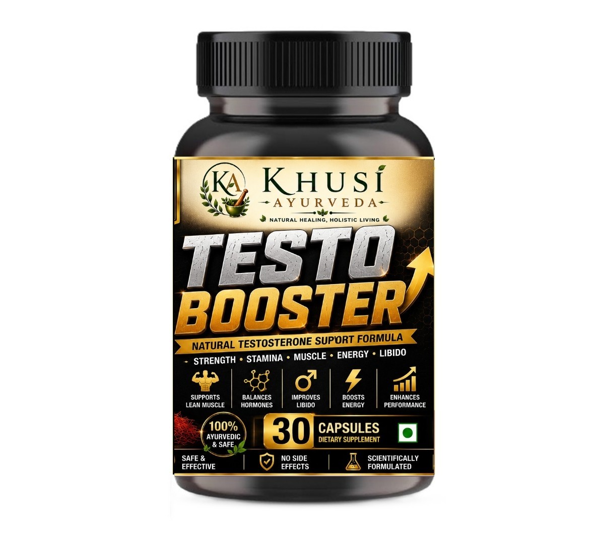 Testo Booster Herbal Capsules for Men Energy & Vitality Support 30 Capsules
