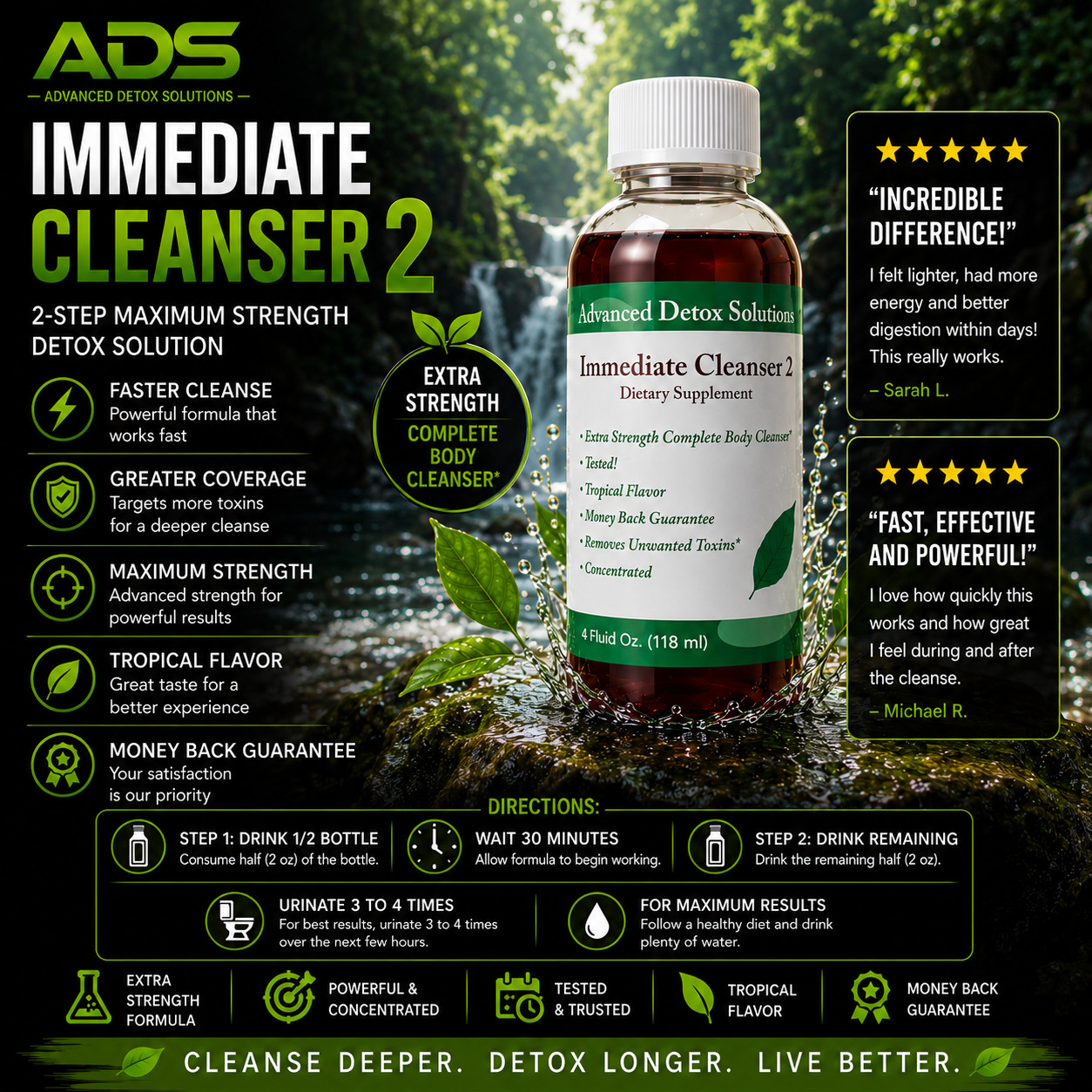 Immediate Cleanser 2 4oz | Fast Acting Formula | Same Day Shipping!