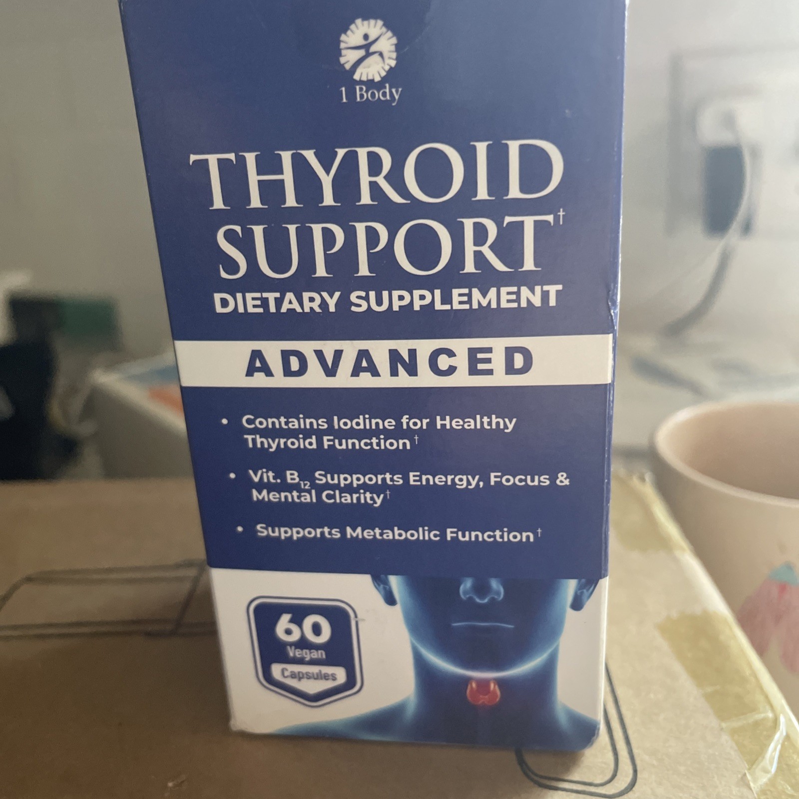 1 Body Thyroid Support Supplement Advanced 30 Day Supply (60 Caps) With Iodine