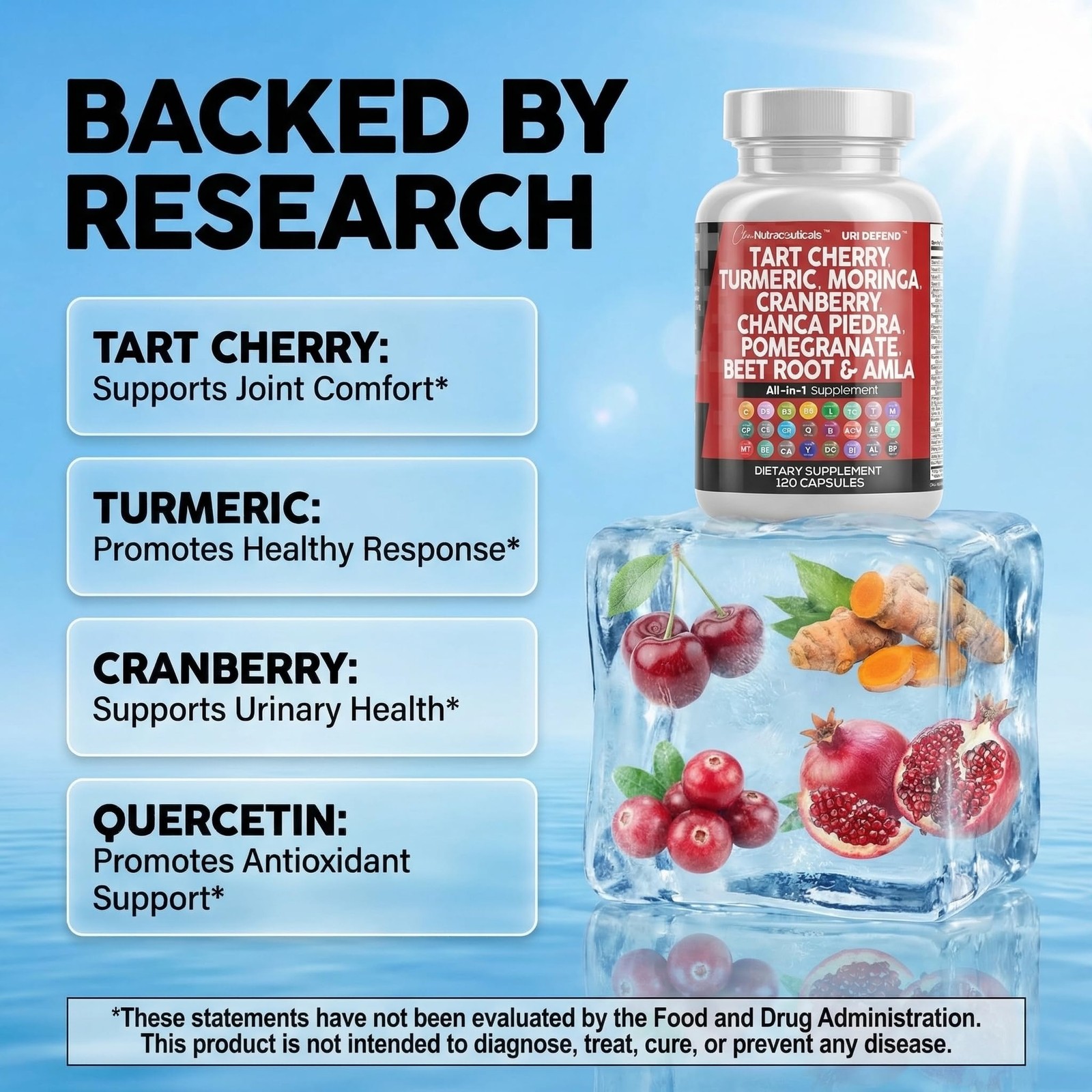 Clean Nutraceuticals Tart Cherry Extract 120 Count (Pack of 1), Natural