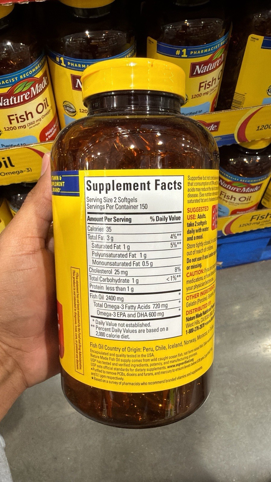 Nature Made Fish Oil 1200 mg, 300 Softgels Exp: 03/2028