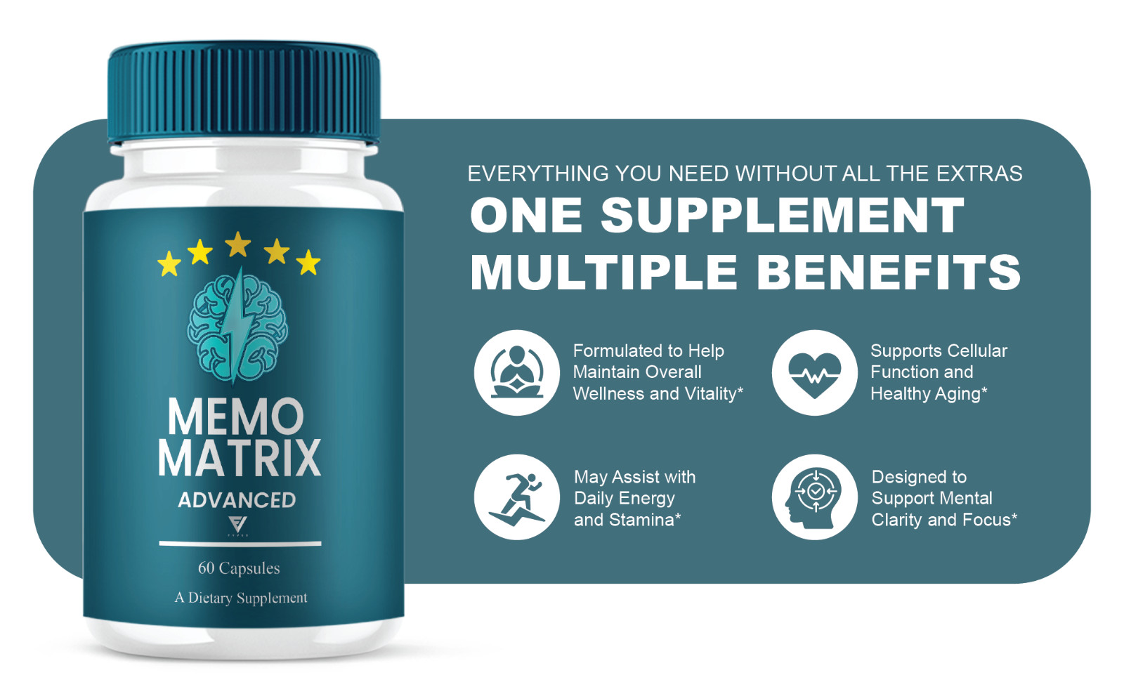 (5 Pack) Memo Matrix Advanced Capsules, Memo Metrix Brain Support (300 Capsules)