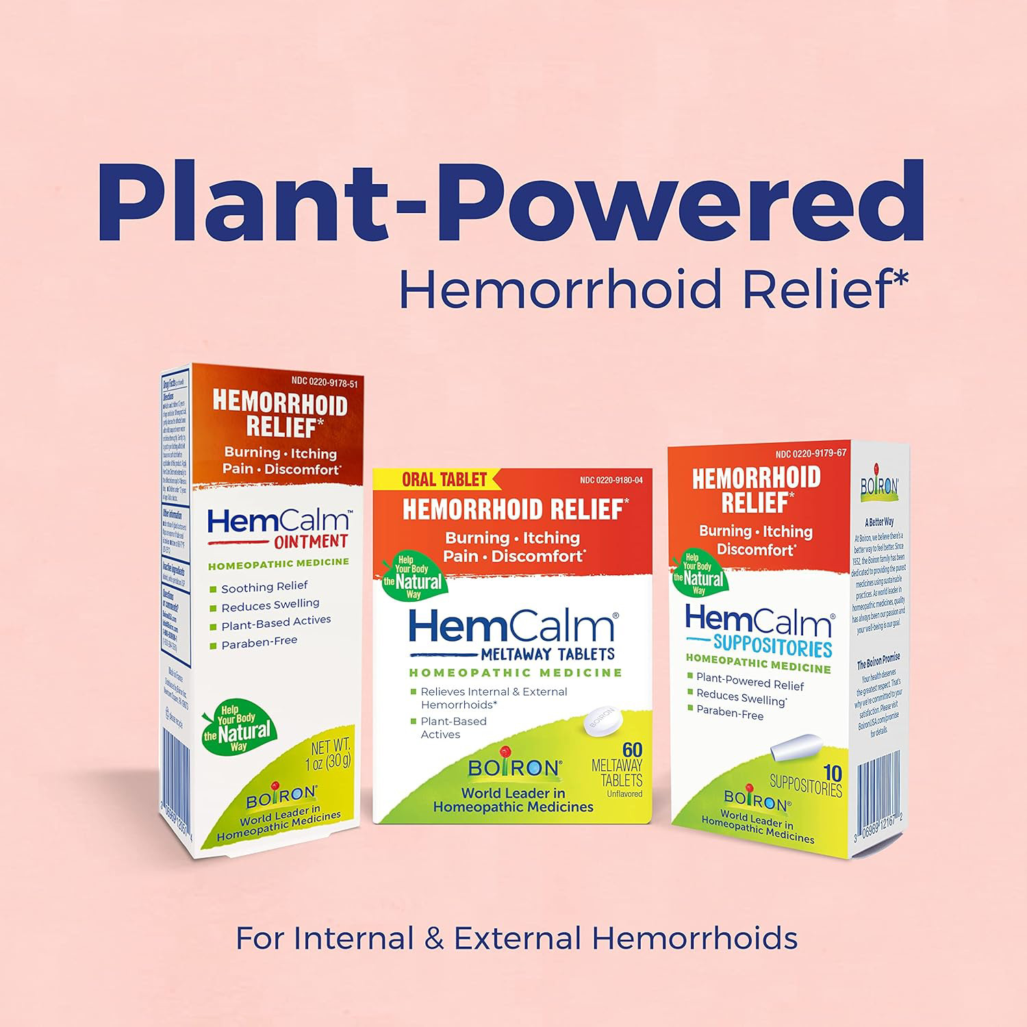 Boiron HemCalm Suppositories for Hemorrhoid Relief of Pain, Itching, Swelling or
