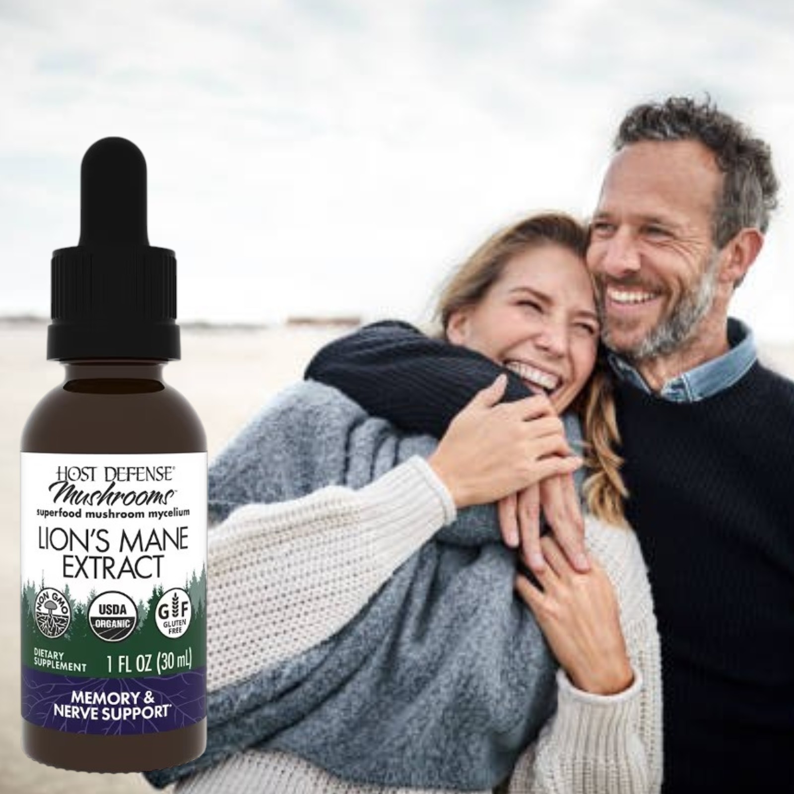 HOST DEFENSE Lion’s Mane Extract 1oz Organic Memory & Nerve Support Vegan. NEW!!