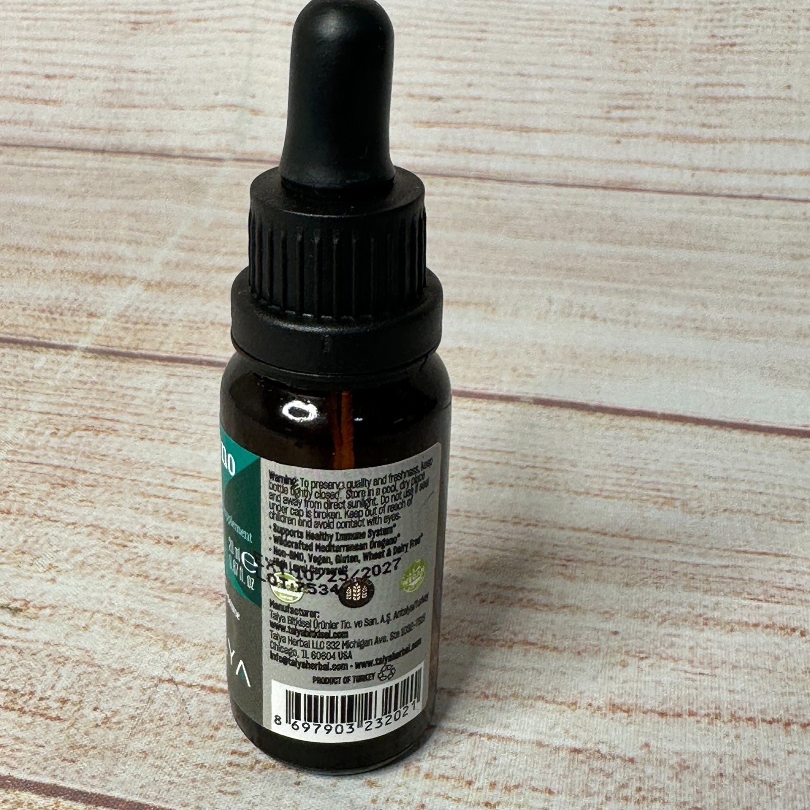 Talya Oregano Oil Digestive Respiratory Immune Support 20 ml 0.67 oz 10/2027