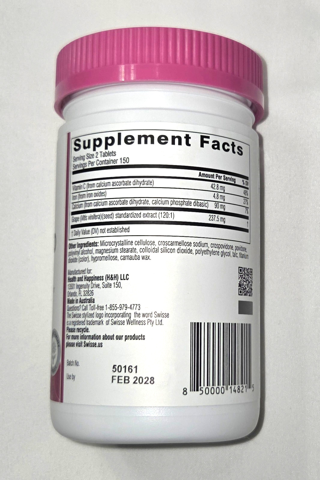 Swisse Grape Seed Extract Grapeseed Antioxidant Supplement w/ Vitamin C 300 CT