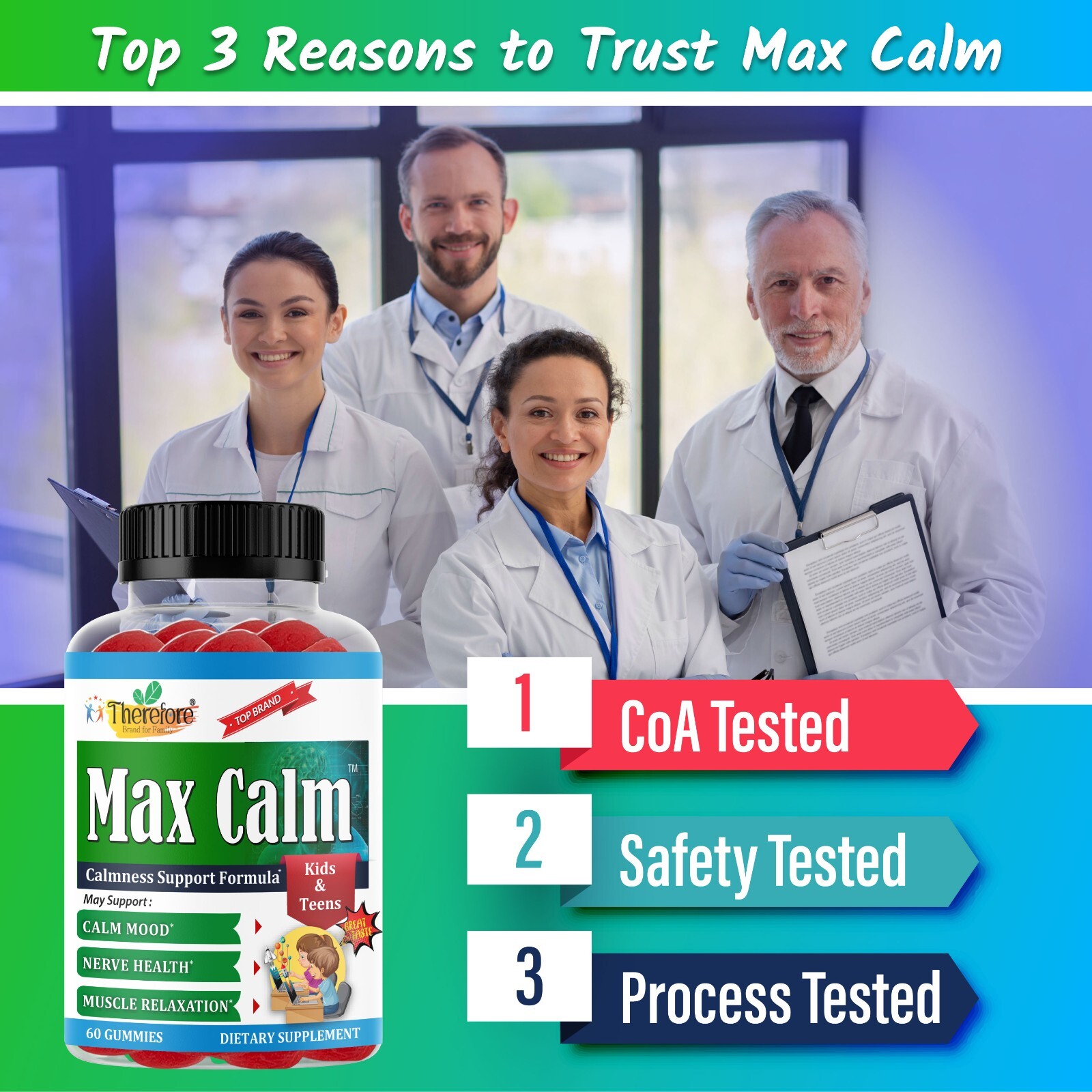 Max Calm Kids Magnesium Citrate Gummies Support Calm Mood, Relaxed Muscle 60ct
