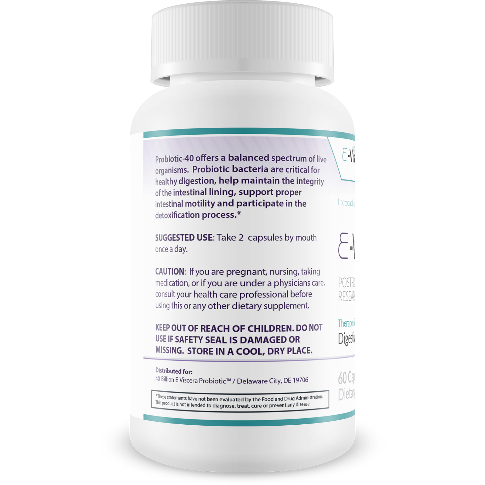 40 Billion E-Viscera-3 Probiotic Supplement – Digestive and Immune Health