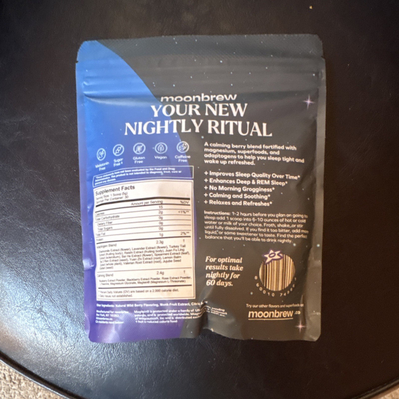 moonbrew Night Time Wild Berry Sleep Support Powder 30 Servings 5.29oz