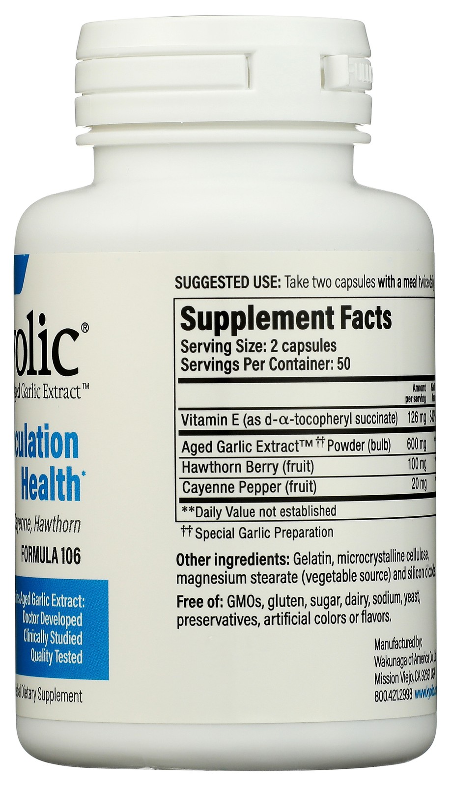 Kyolic Formula 106 Herbal Dietary Supplement Aged Garlic Extract 100 1 Pack