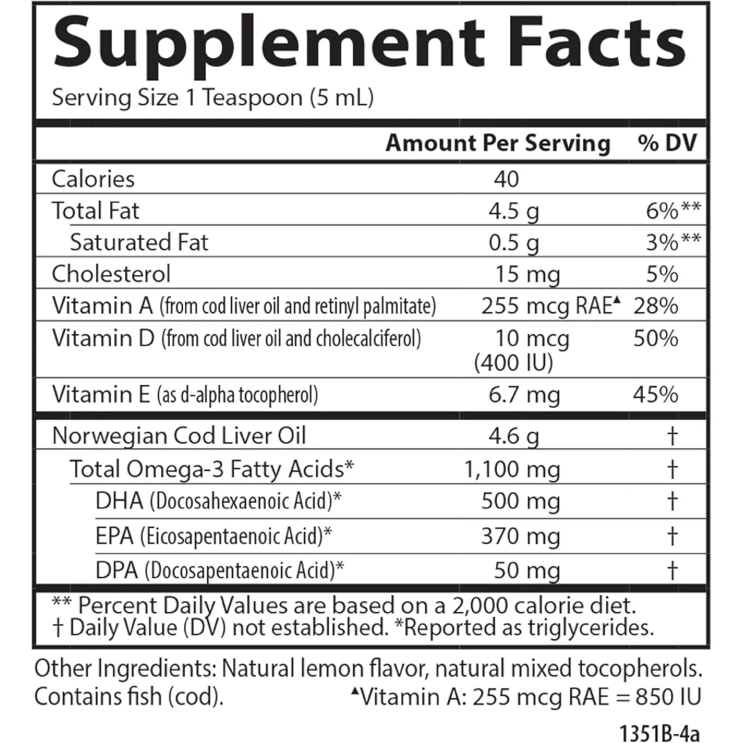 Carlson Labs Cod Liver Oil, Lemon Flavor, 8.4 Ounces