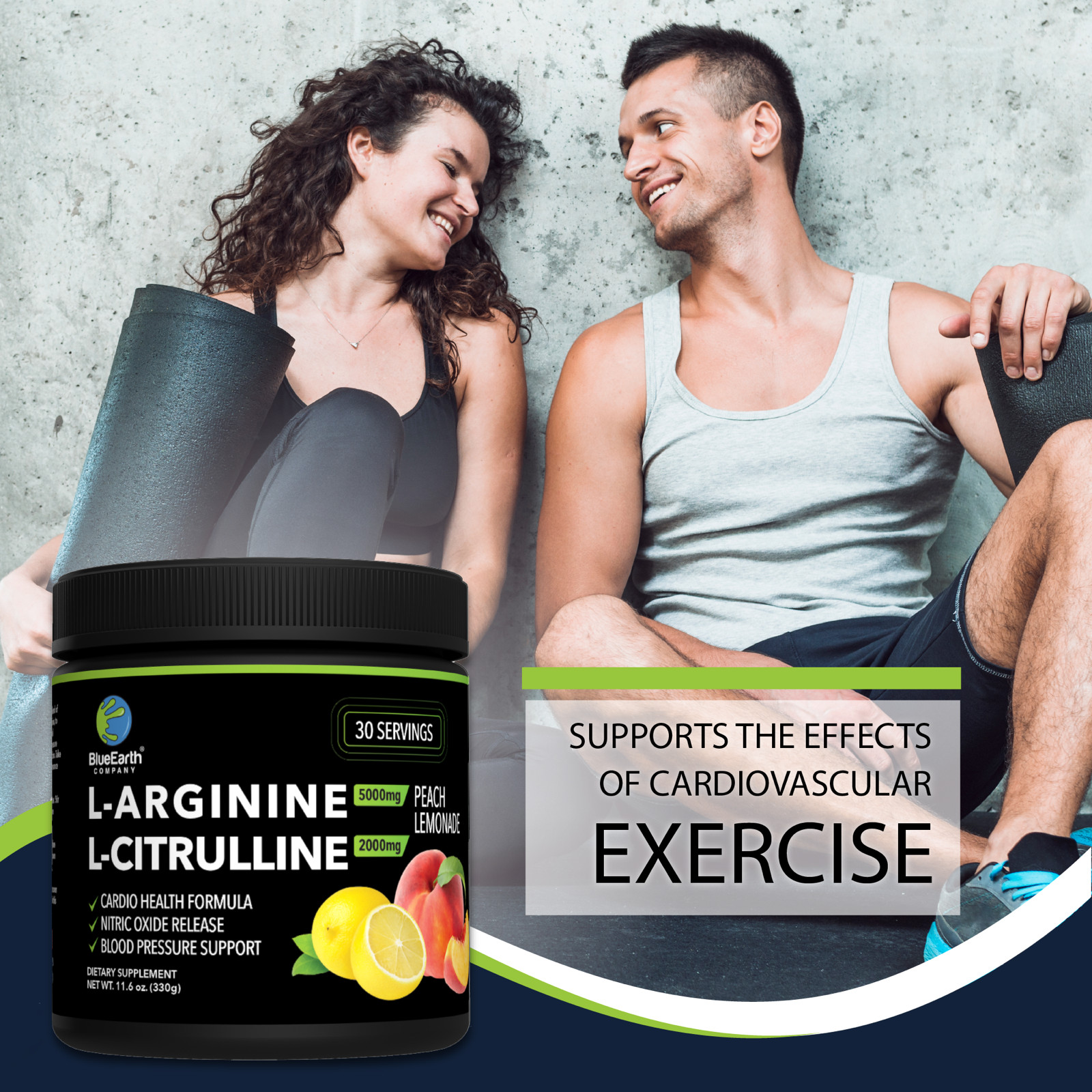 L-Arginine 5000mg + L-Citrulline 2000mg – Nitric Oxide – Blood Pressure Support