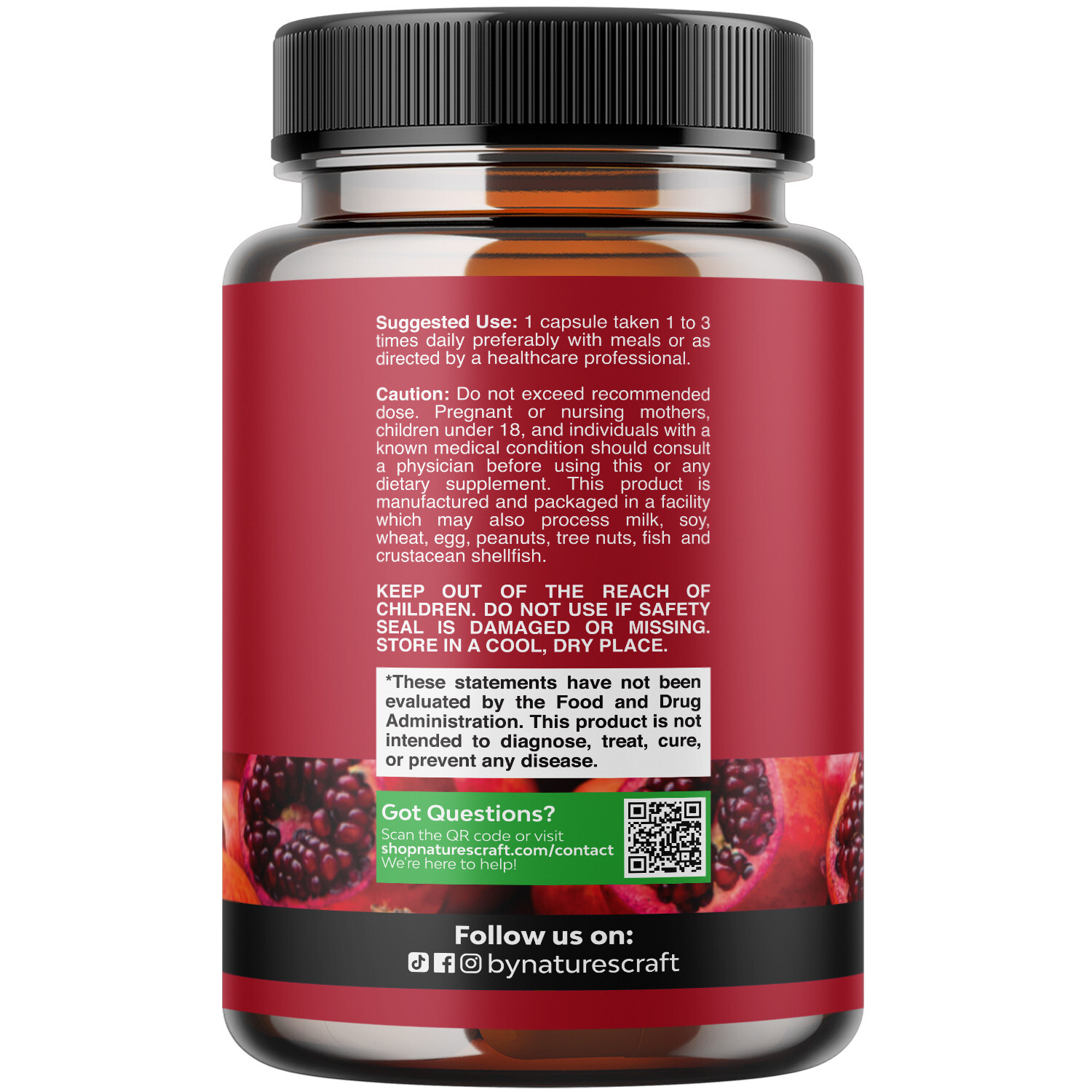 Pomegranate Extract Capsules Antioxidant Supplement for Heart Health Joint 60ct