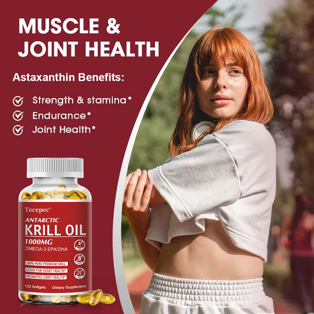Antarctic Krill Oil 1000mg with Omega-3s EPA, DHA & Astaxanthin Premium Softgels