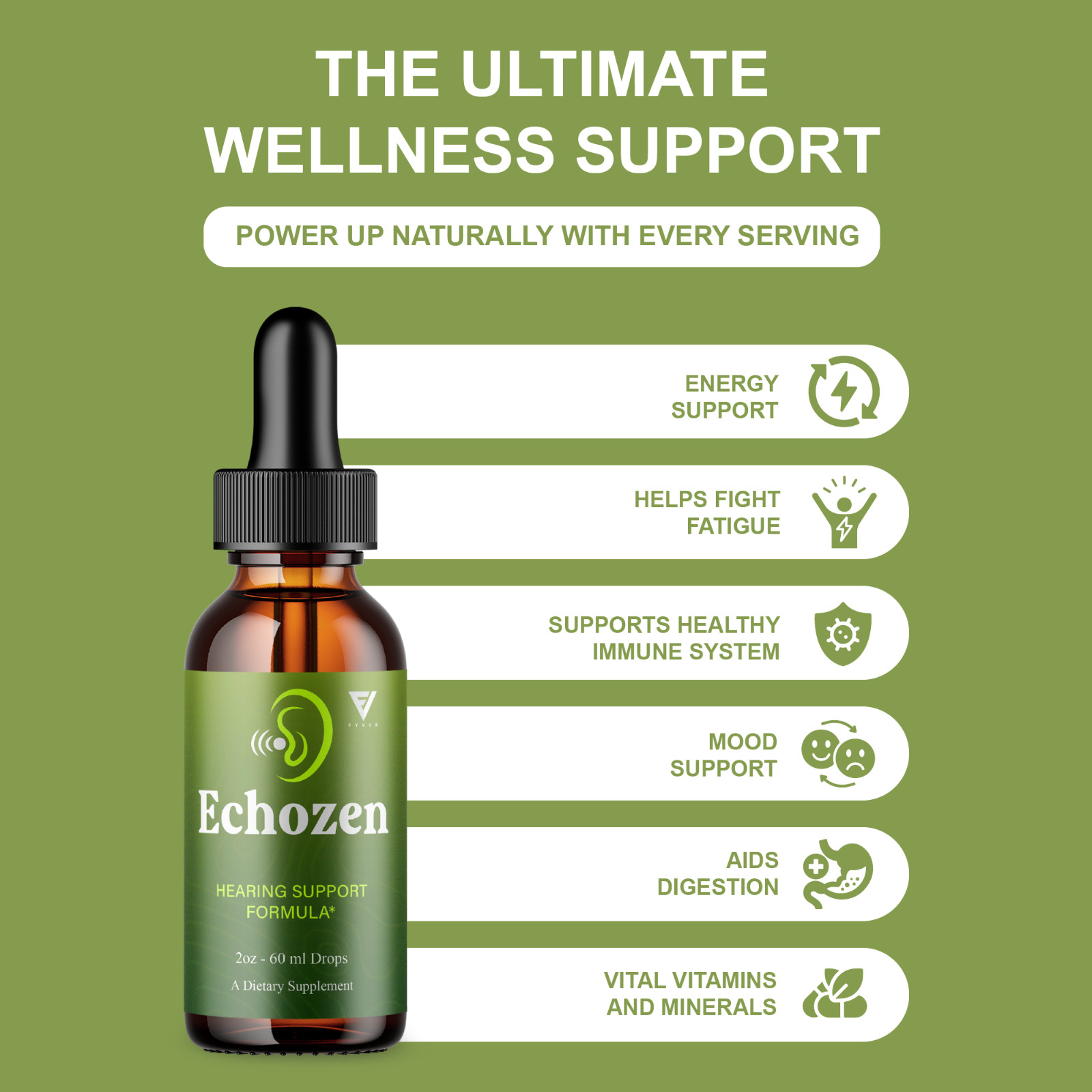 (5 Pack) EchoZen Drops, EchoZen Tinnitus Support Liquid Supplement (10oz)