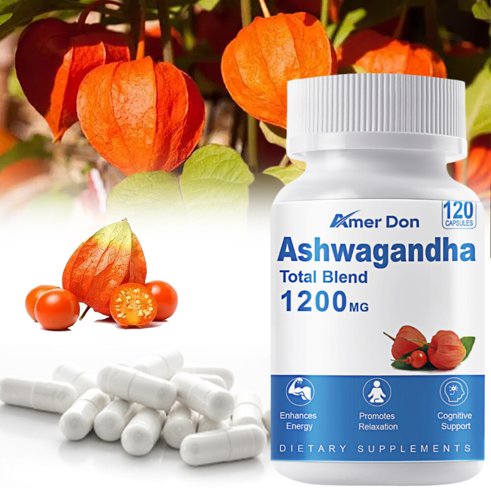 120 Caps Organic Ashwagandha 1200mg Withania Somnifera Root Powder Stress Immune