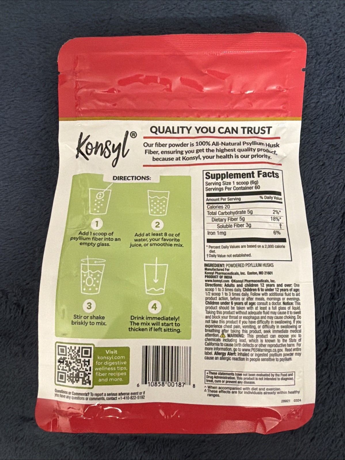 NEW Konsyl Daily Psyllium Fiber Powder supple 12.7 oz 60 Servings Exp 4/28