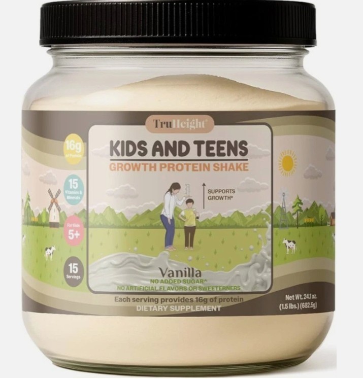 TruHeight Whey Kids Teens Growth Protein Shake Vanilla 1.5 lbs Powder EXP:09/26
