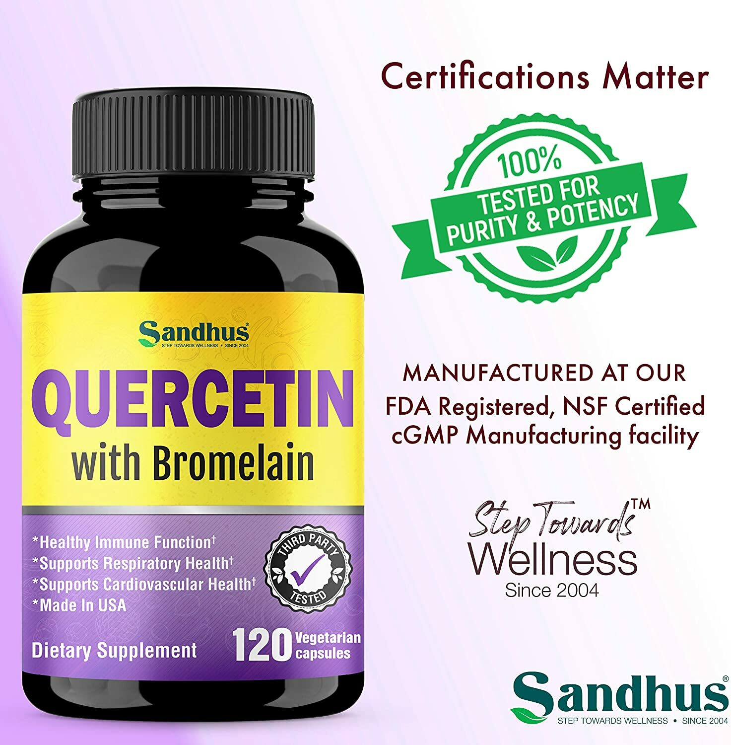 Quercetin with Bromelain, Best Quercetin Bromelain Vitamin Supplement for Immune