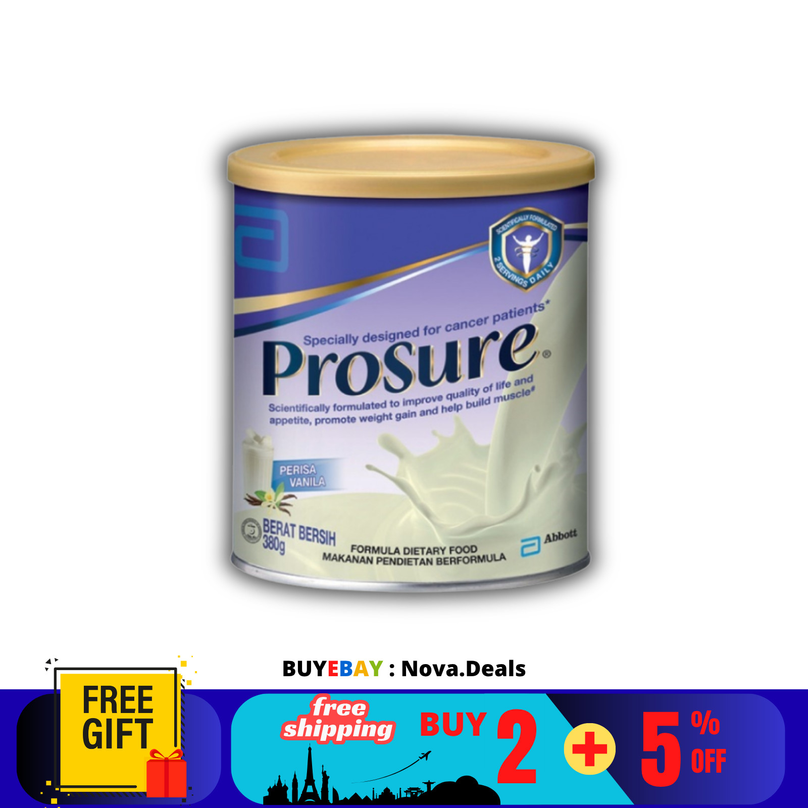 1 X Abbott Pro Sure Vanilla Milk High Protein, Prebiotic & EPA 380g