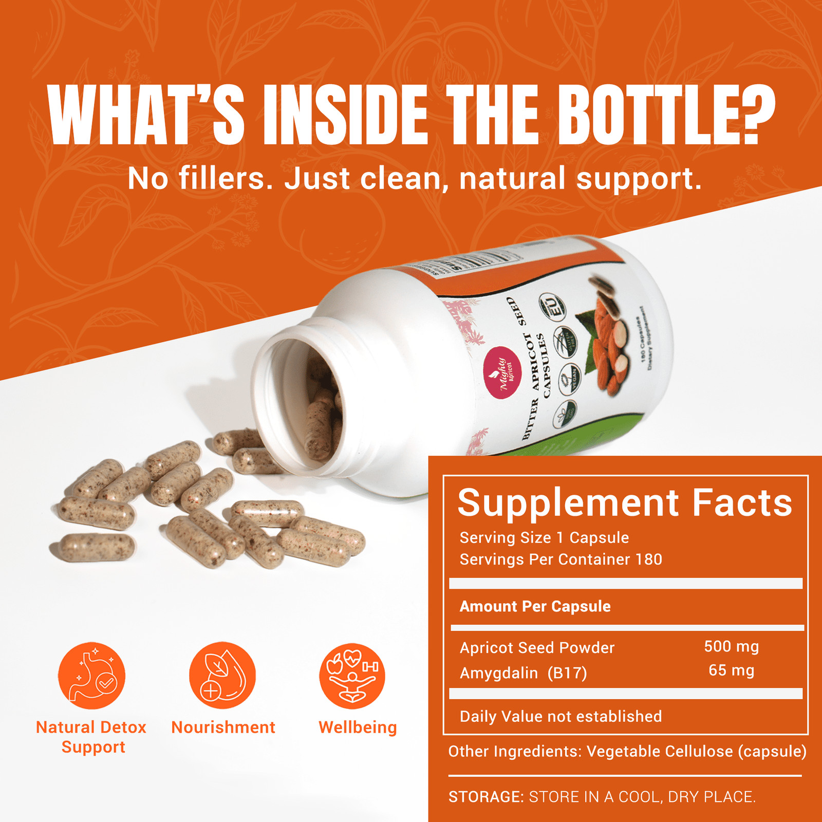 Mighty Apricot 10:1-500mg (180 Capsules), Apricot Powder