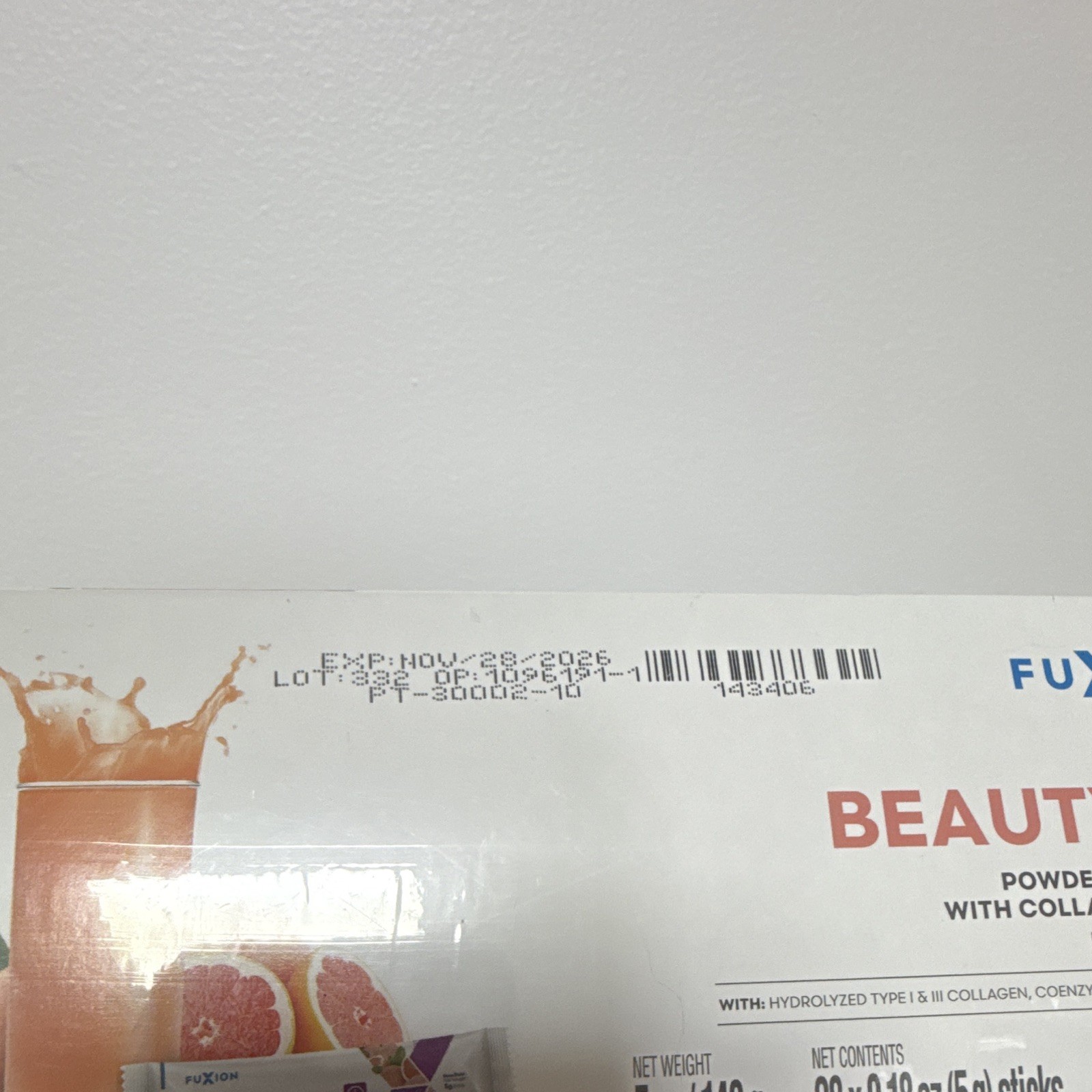 Fuxion Beauty-In Collagen Peptides Powdered Fruit Mix CoQ10 Biotin 28 Sticks
