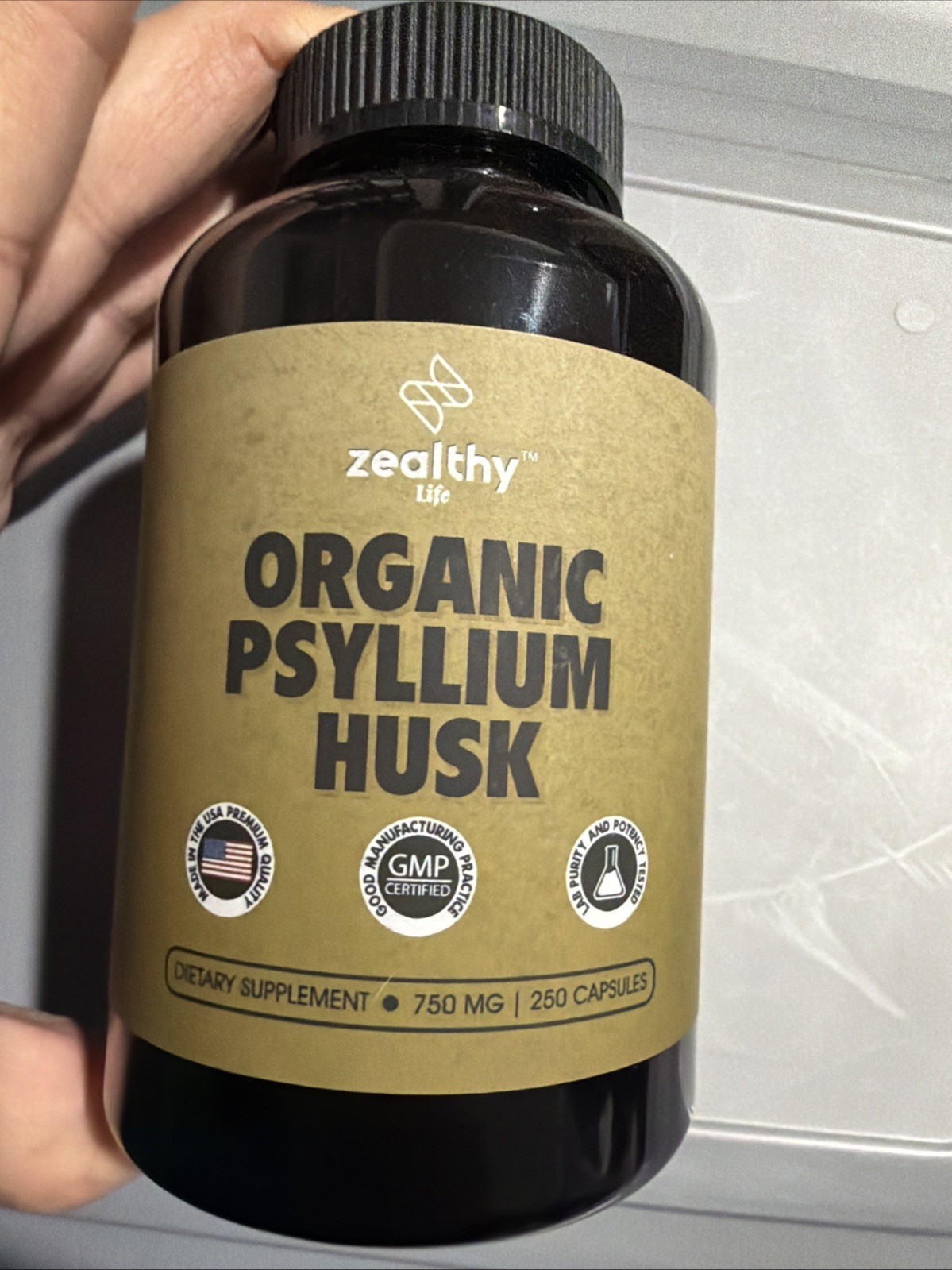 Zealthy Life Organic Psyllium Husk 250 Capsules 750 mg Natural Fiber Supp. 3/26