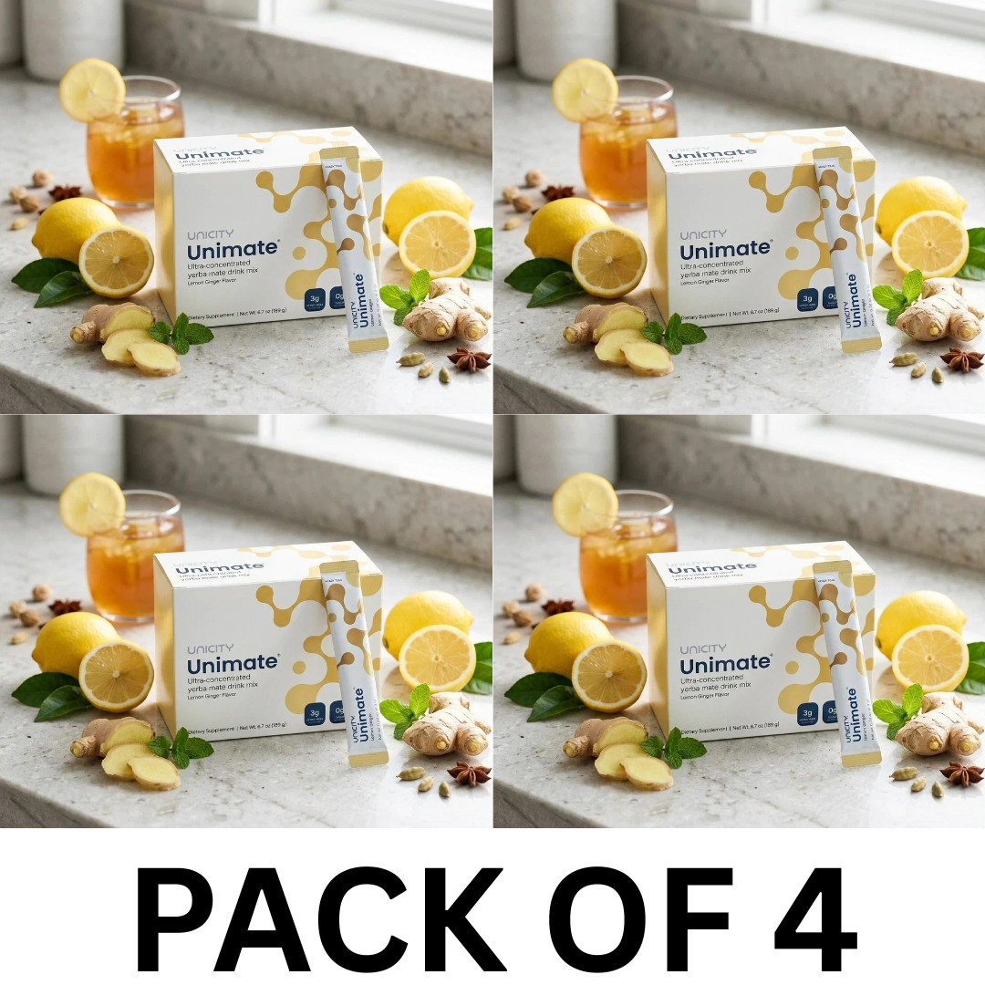 Unicity Unimate Lemon Yerba Mate Drink Mix 120 Sachets (4 Pack) Sugar Free Daily