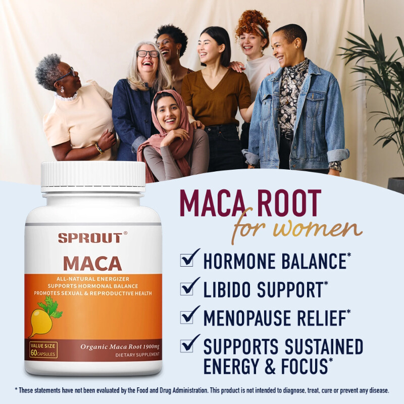 Organic Maca Root Capsules Vegan Capsules Black, Red, Yellow Maca Extract