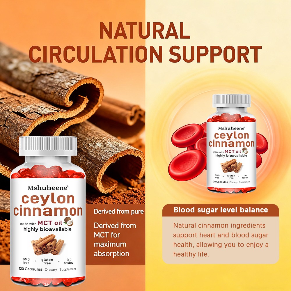 Mshuheene Ceylon Cinnamon Supplement Non GMO Gluten Free 120 Liquid Softgels