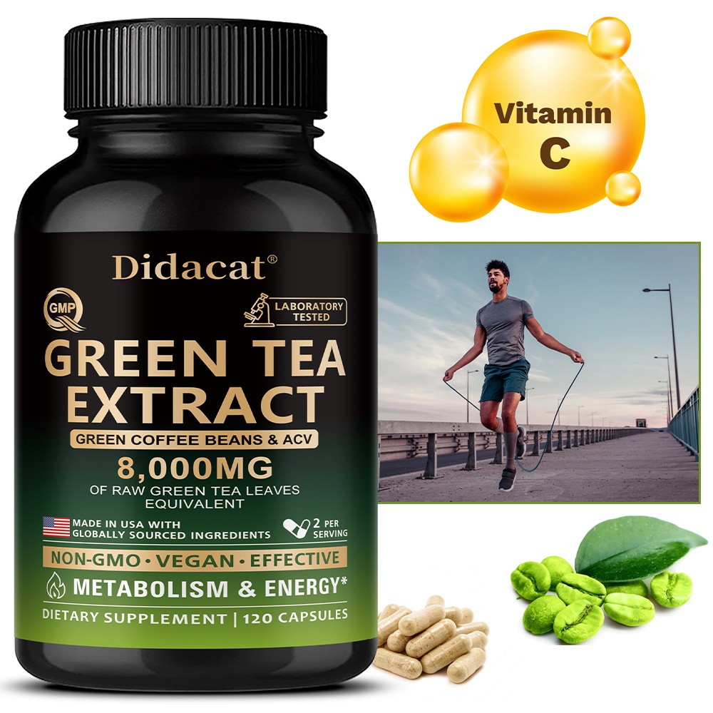 Green Tea Extract Capsules Coffee Beans Acv 8000mg Metabolism Energy 120 Pills