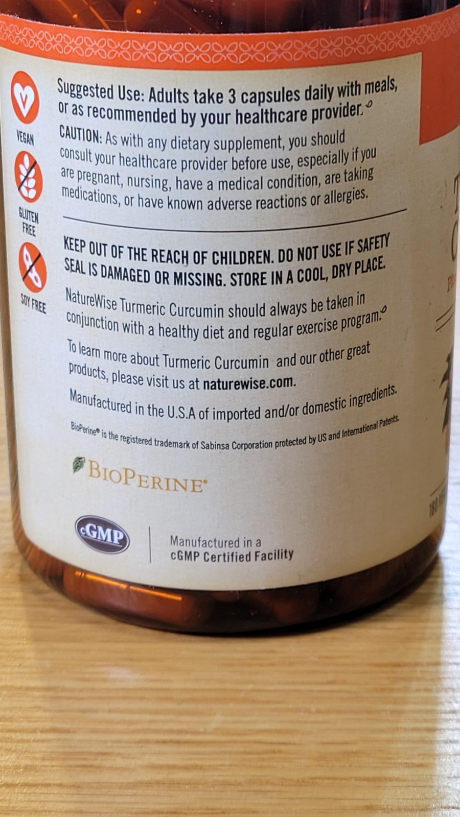 NatureWise, Organic Turmeric Curcumin, 180 Vegan Capsules 03/2028