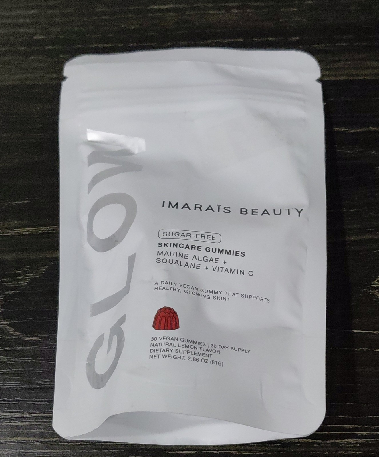 Imarais Beauty Glow Skincare Gummies Sugar-Free Vegan Lemon Marine Algae 30ct