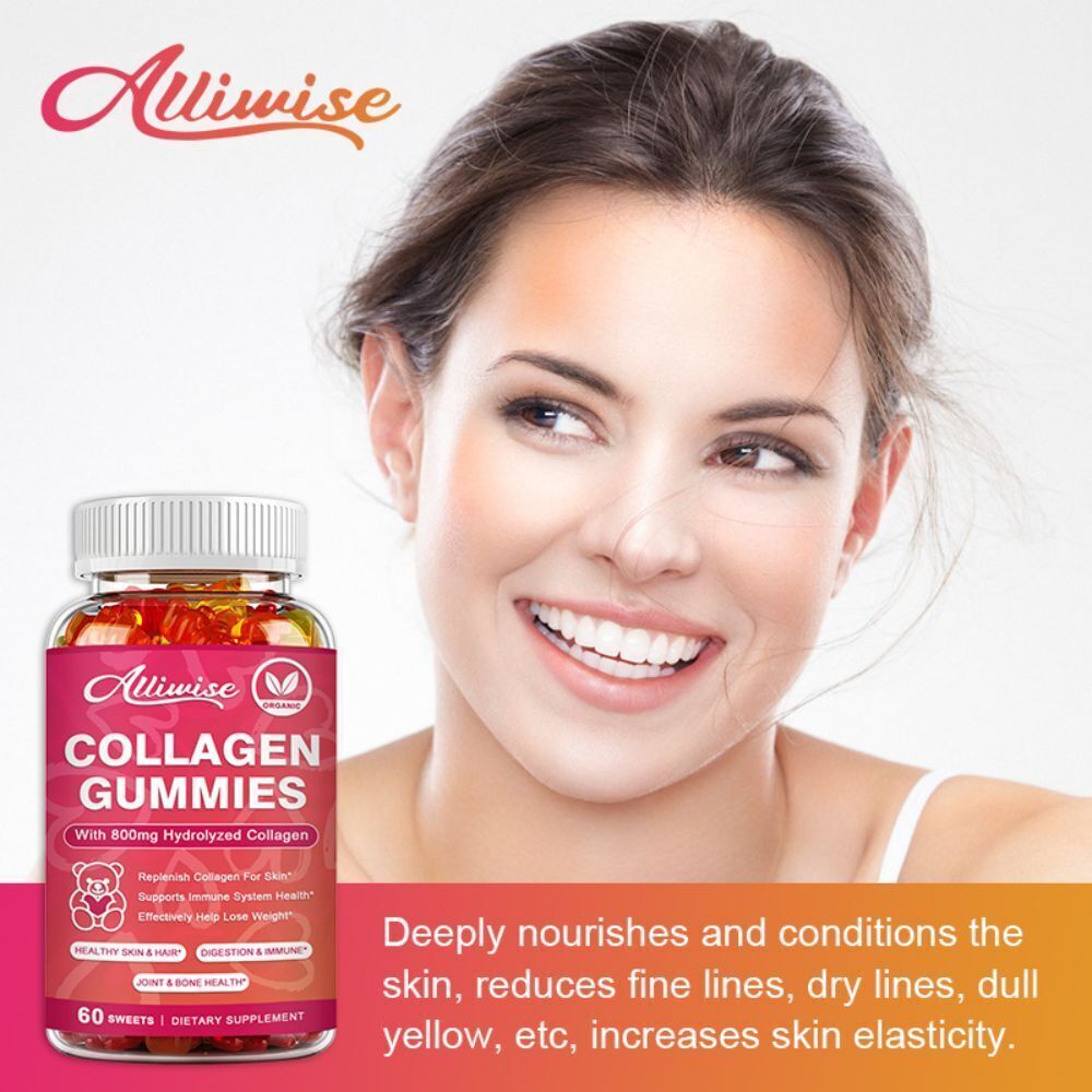 Organic Biotin & Collagen Gummies – Hair, Skin, Nails, Joints Bone Vitamins
