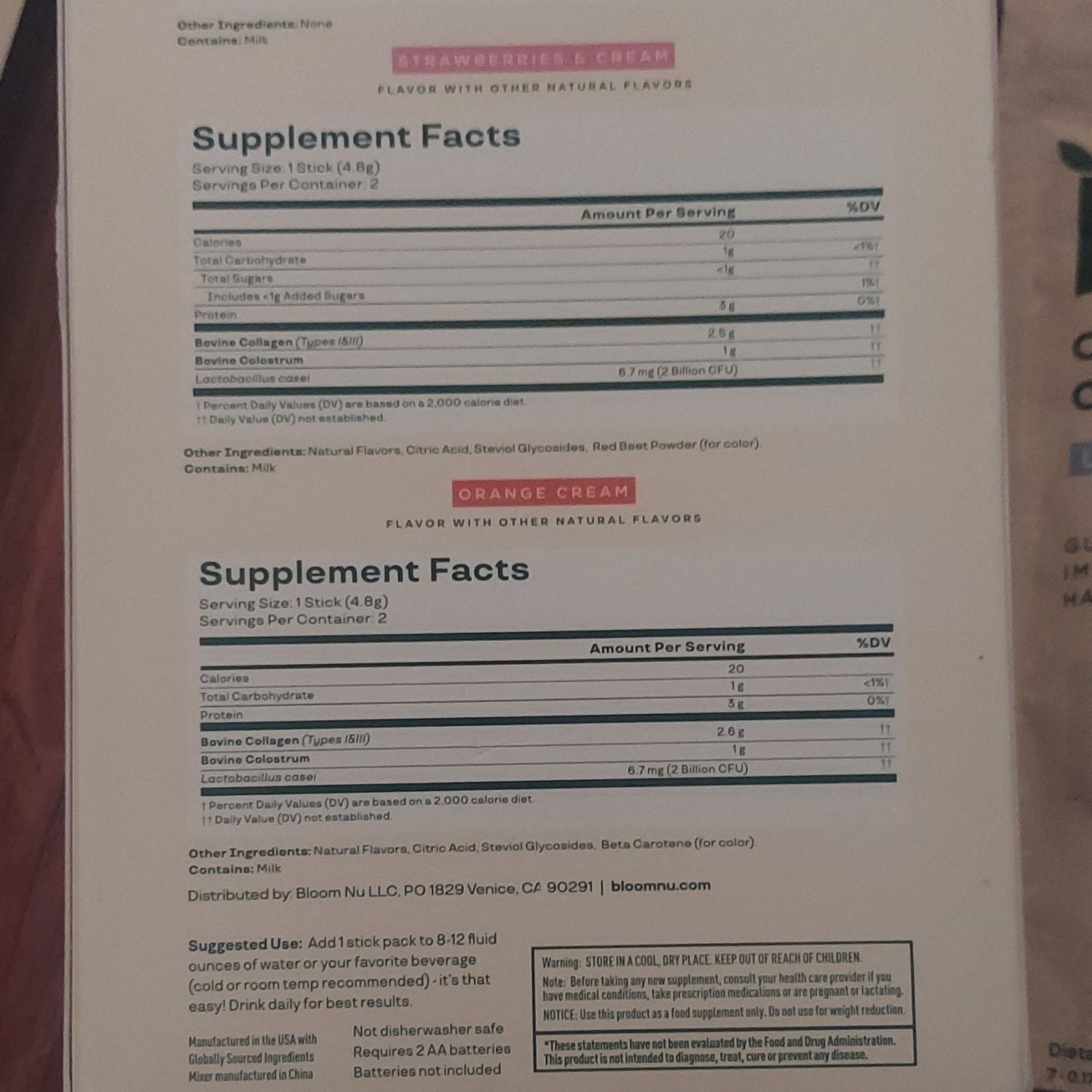 Bloom Colostrum & Collagen Peptides Gut Health Starter Kit 8ct 3 Flavor& 2 pack