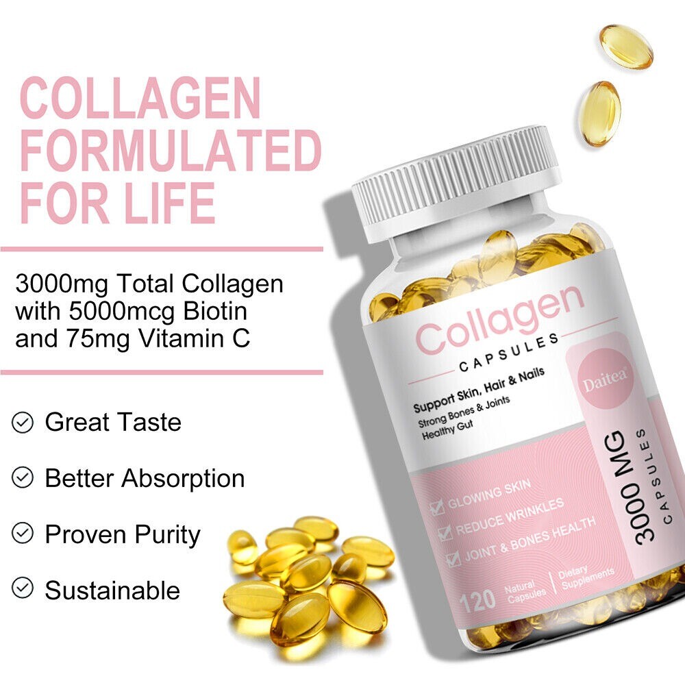 Collagen, Hyaluronic Acid, Vitamin C & Biotin AntiAging Wrinkle Capsules