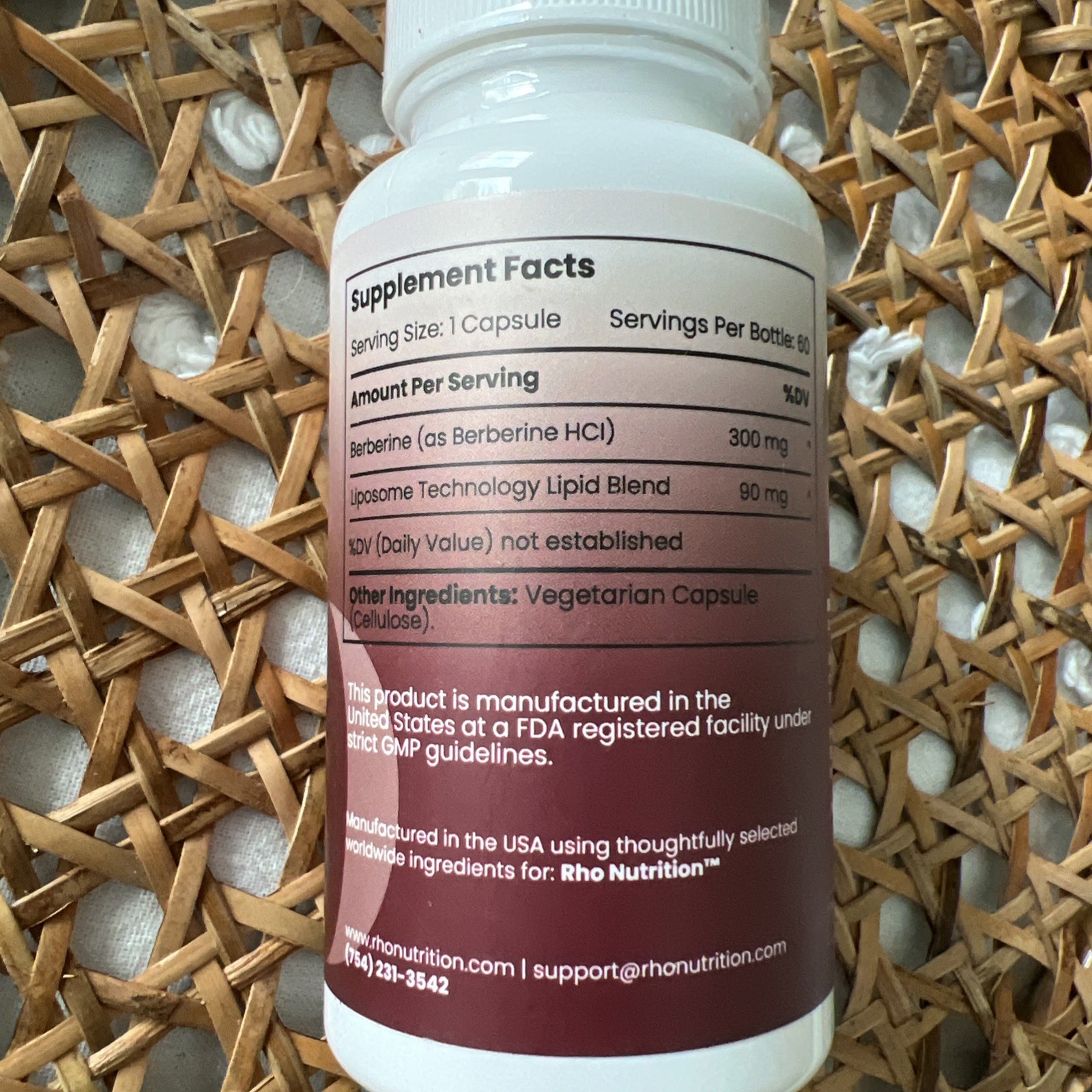 Rho Nutrition Liposomal Berberine 300mg 60 Veg Caps Exp 08/27