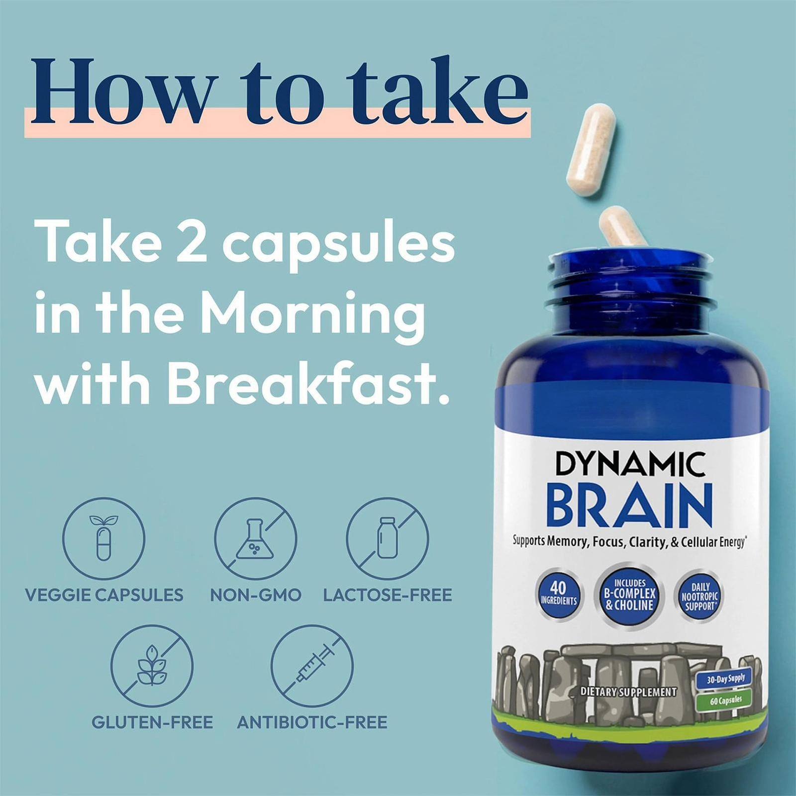 Brain Supplement – Focus, 60 Capsules *1-3 PACK, Memory & Clarity Support