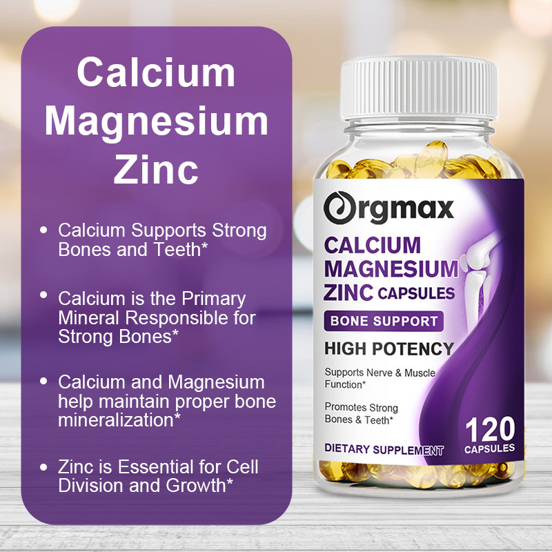 Bone, Muscle & Immune Support – Calcium Magnesium Zinc with D3, 2-Pack Capsules