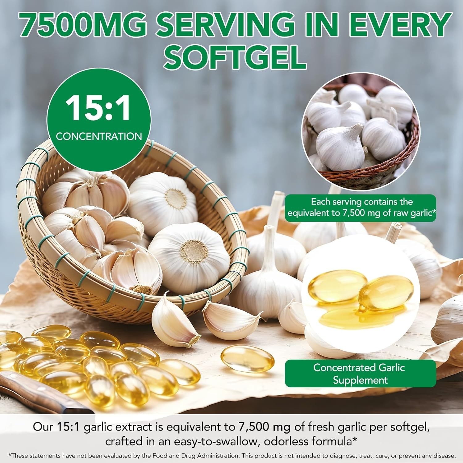 Aged Garlic Extract Antioxidant & Immune Support 7,500mg Equivalent 300 Softgels