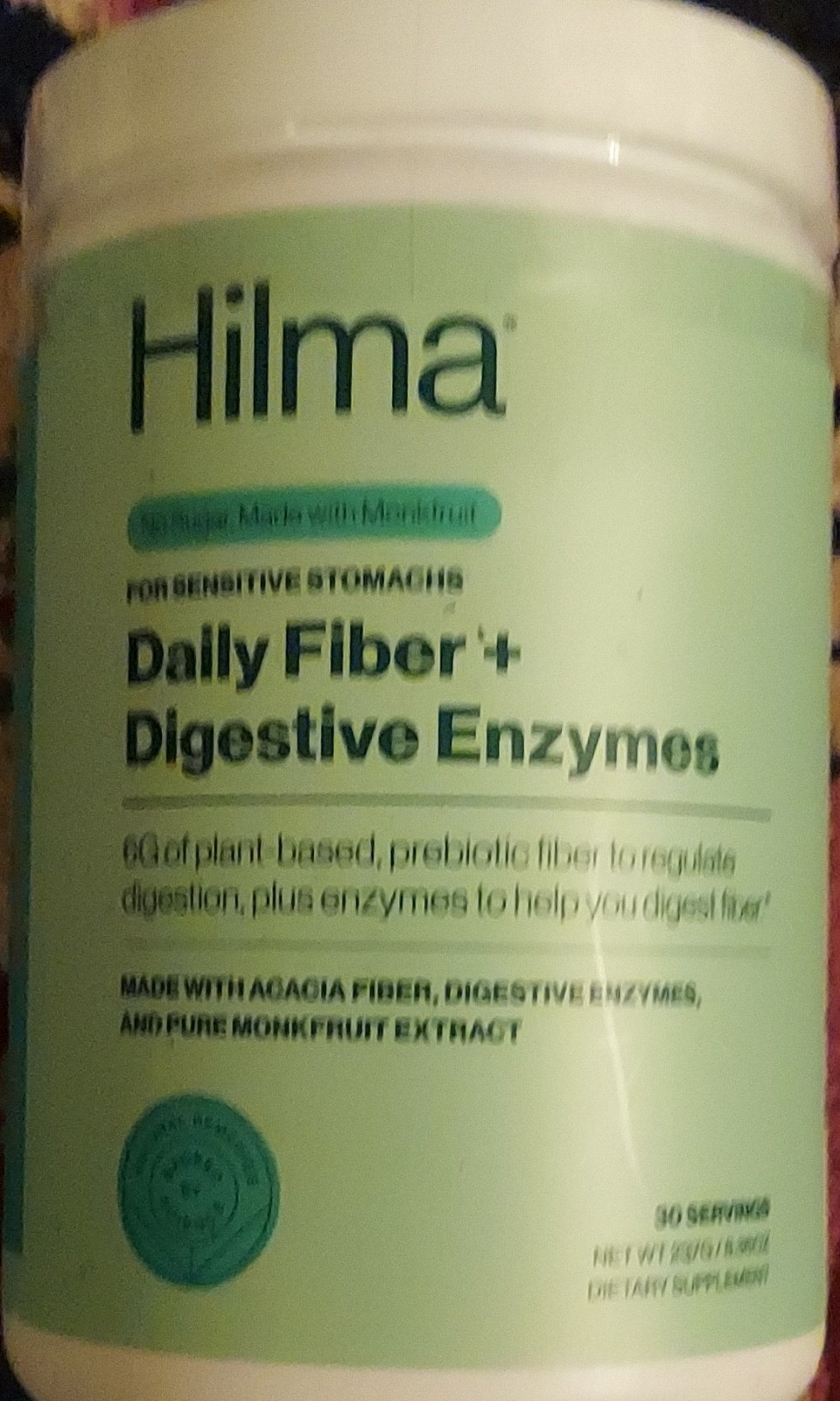 Hilma Daily Fiber Digestive Enzymes Powder 8.5oz Gluten-Free Neutral Flavor
