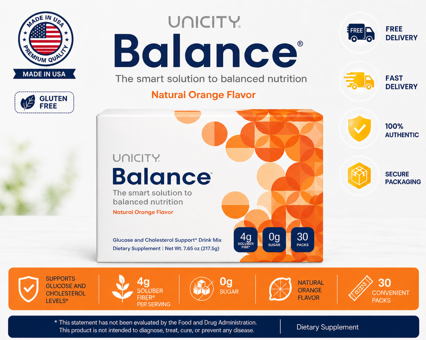 Unicity BALANCE 30 Packets/Stick Packs ORANGE Exp 4/2028 NEW/SEALED