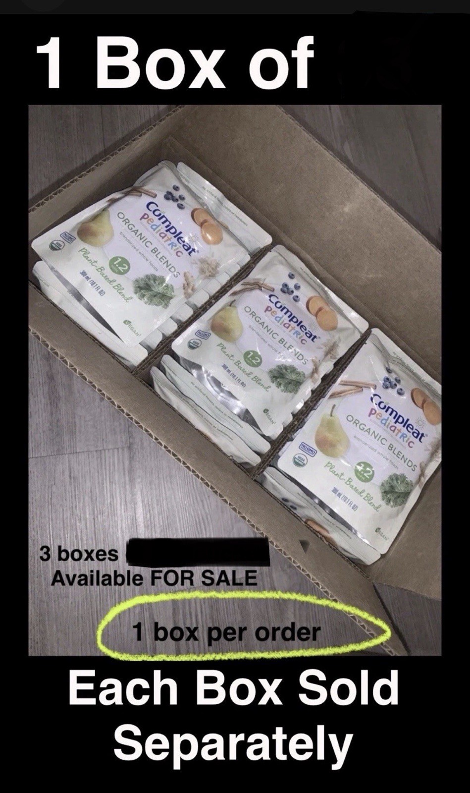 Compleat Pediatric Organic Blends Plant Base Blended Tube Feeding – 1 BOX of 35