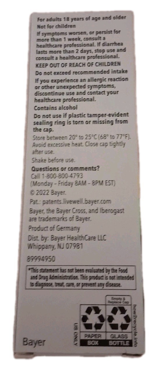 Two Iberogast Liquid Drops for Occasional Upset Stomach, 1.69 oz EA, Exp 08/2026