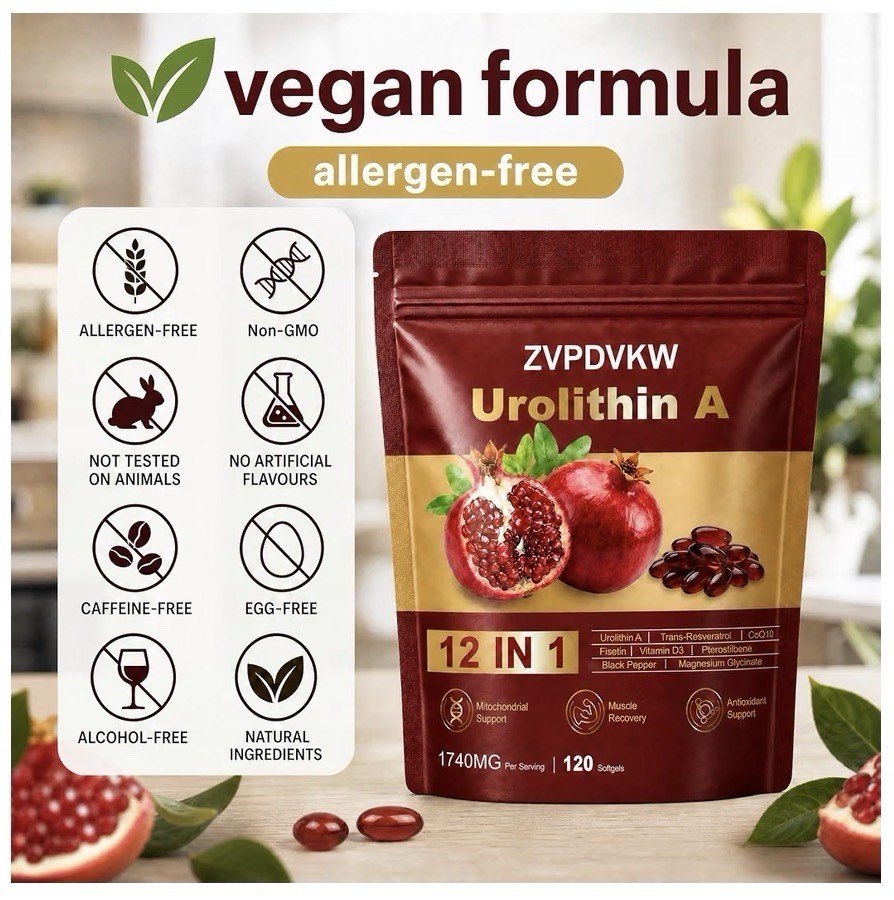 ZVPDVKW Urolithin A 12-in-1 Softgels 1740mg, Vegan Non-GMO 120 Count