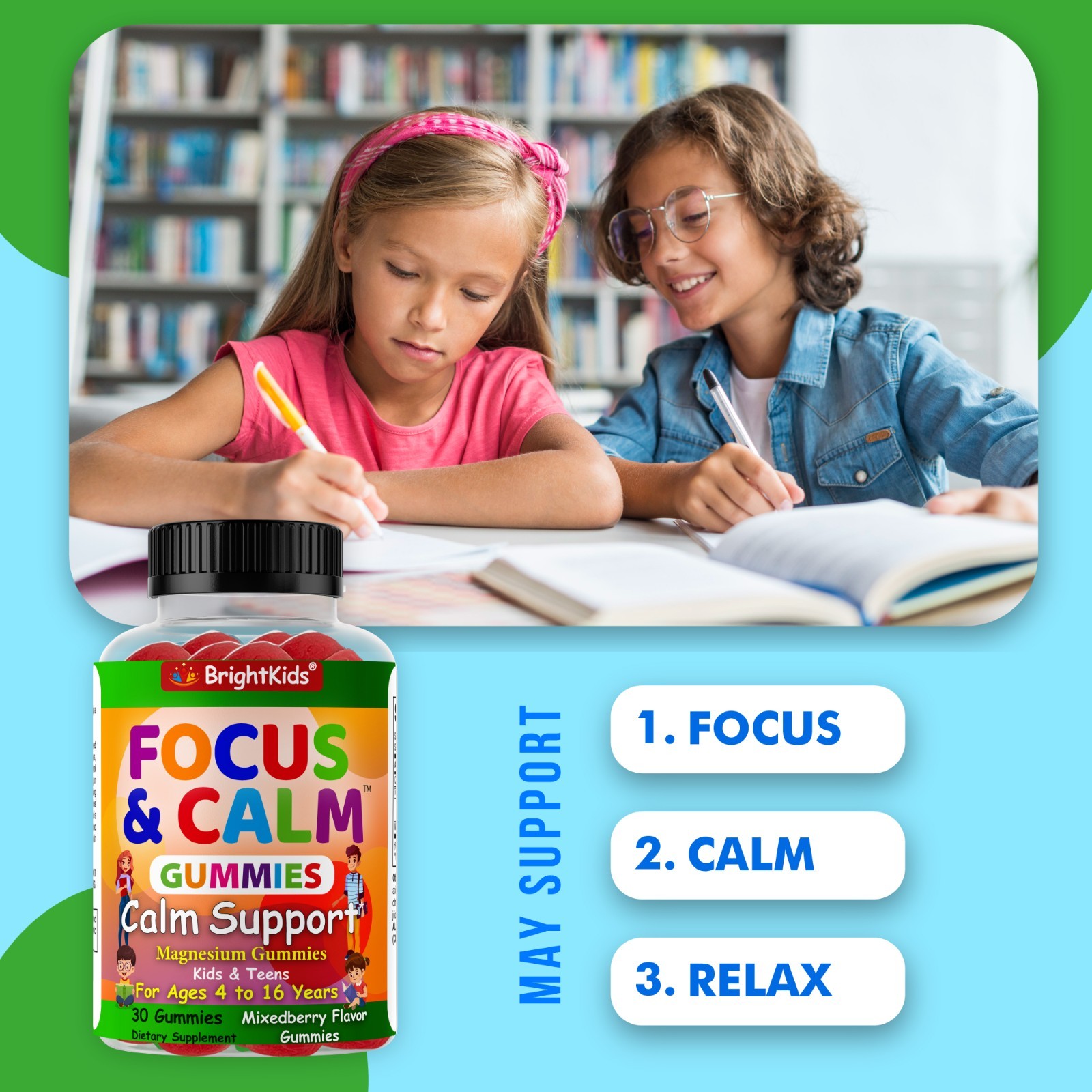 Brain Booster Supplement For Kids & Teens, Support Memory, Kids Vitamin 12/12/25