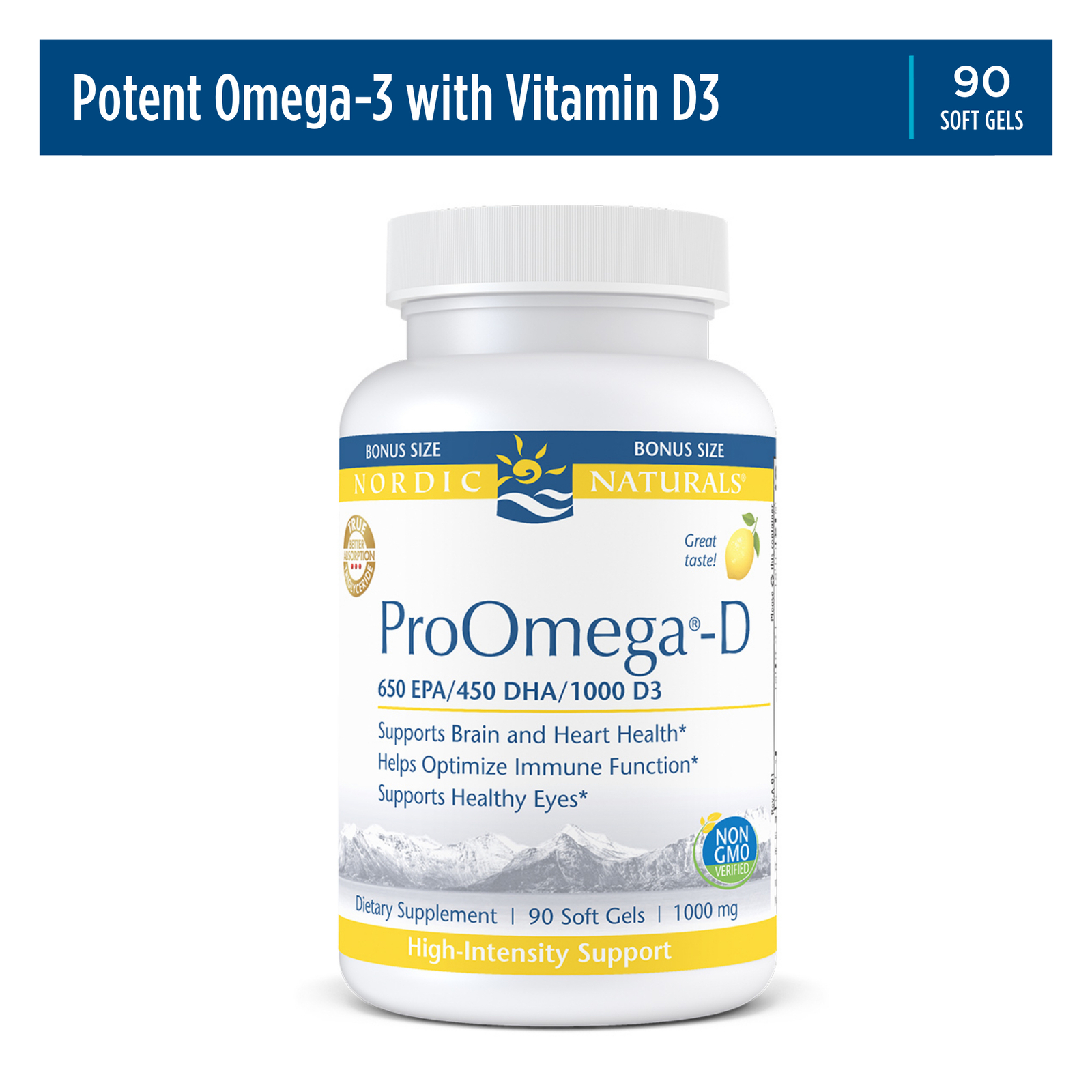 Nordic Naturals ProOmega D – Heart, Brain, Bone & Immune Health, Lemon