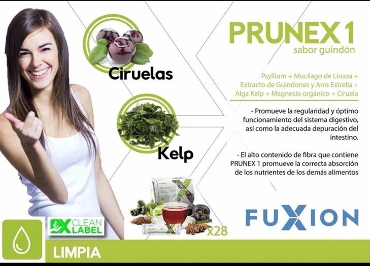 Fuxion Powdered Tea Drink Mix Lemon Tea Prune Apple Cinnamon Weight Management